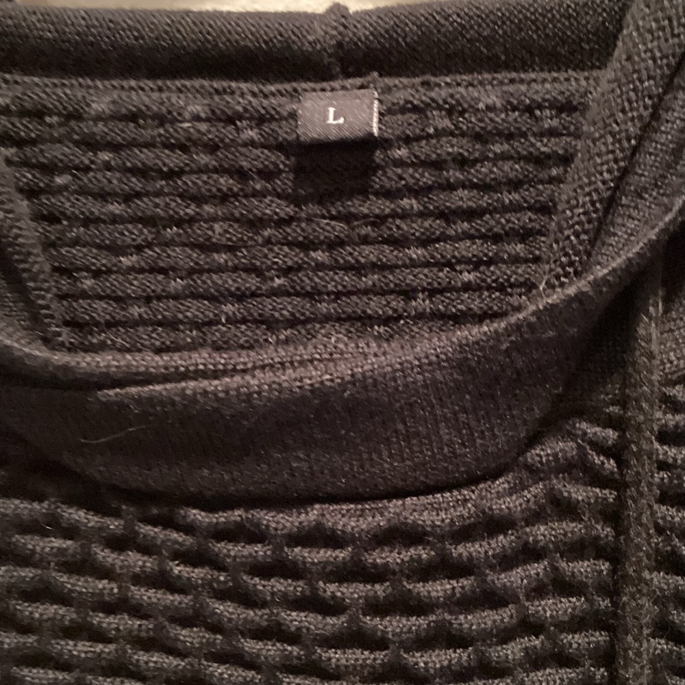 Men's Black Knit Hooded Sweater - Picture 2 of 7